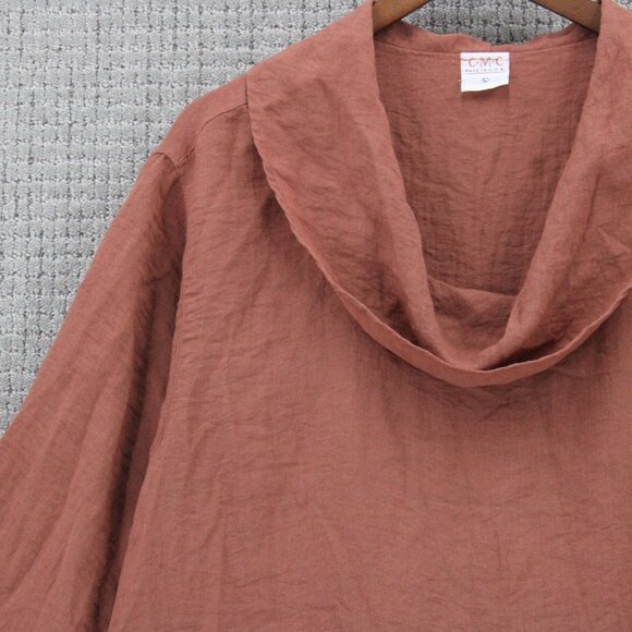C.M.C Tunic Dress Womens Large L Brown Pullover Cowl Neck Long Sleeve USA - Picture 3 of 9